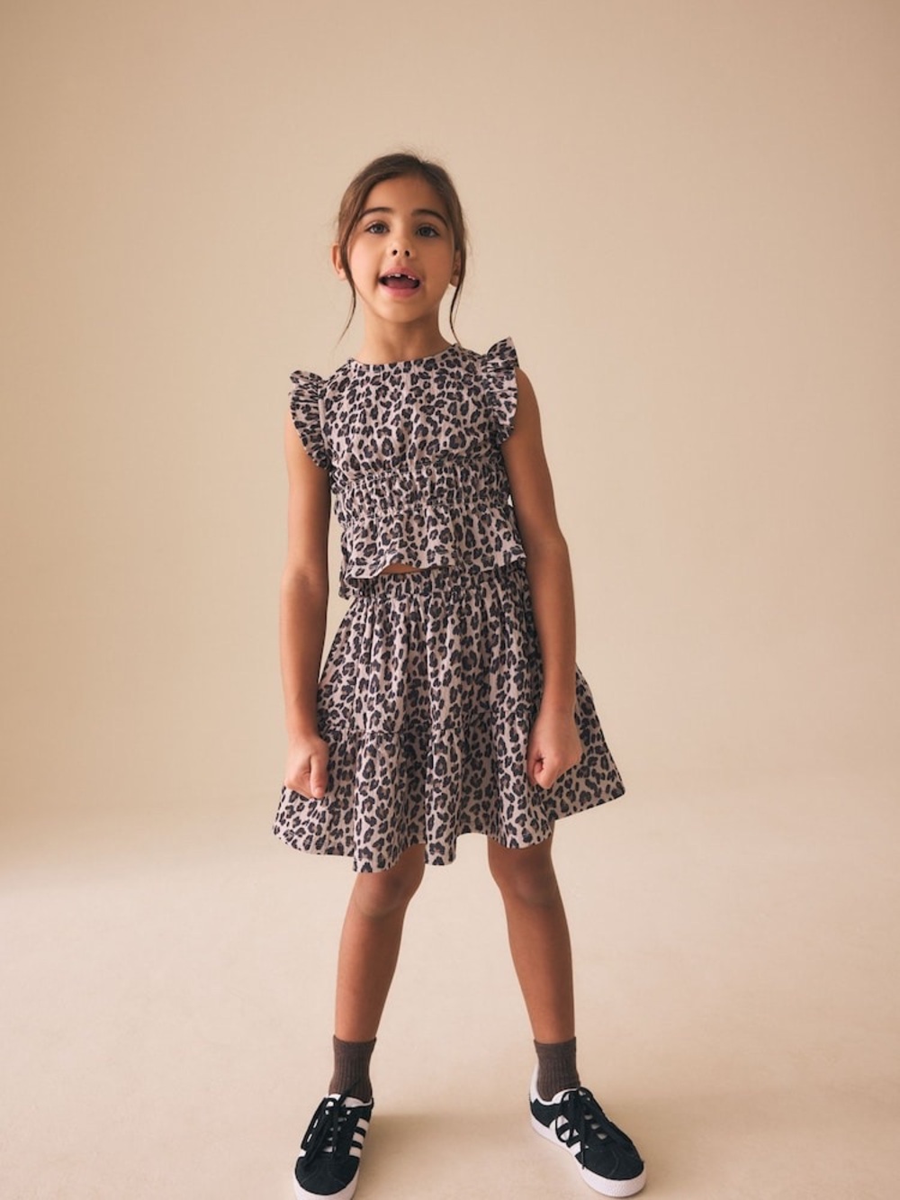 Girls Leopard Print Skirt and Top Set - NWT 7yrs